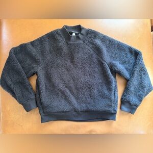 Athleta Black Sherpa Fleece Women Sweatshirt with Pockets